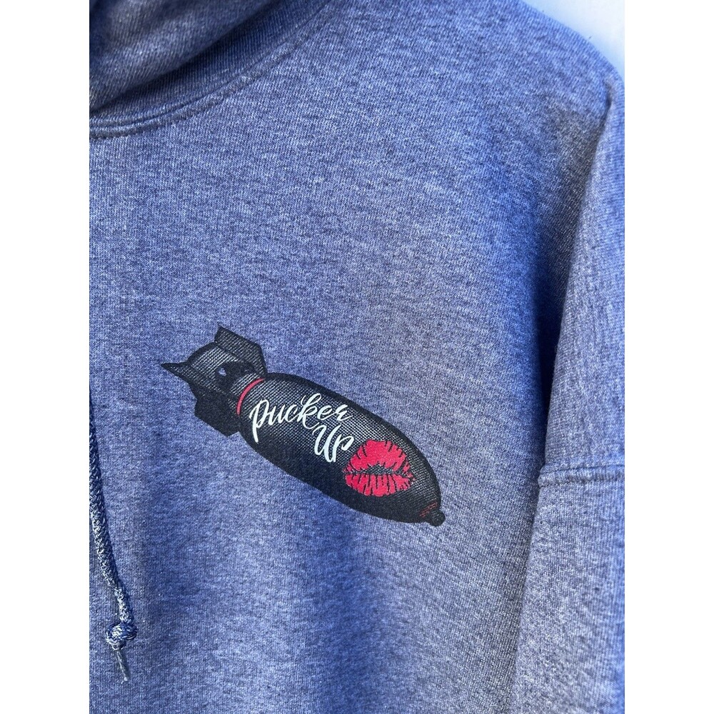 Grunt Style Kiss My Arsenal Hoodie Men’s XL Gray Pin Up Bomb Graphic USA Carry - Picture 2 of 12